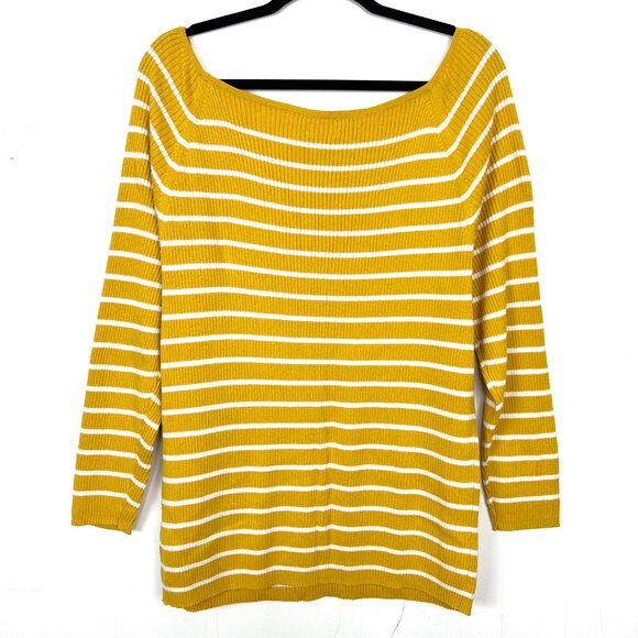 Old Navy Yellow Striped Square Neck Sweater XXL - Picture 4 of 4